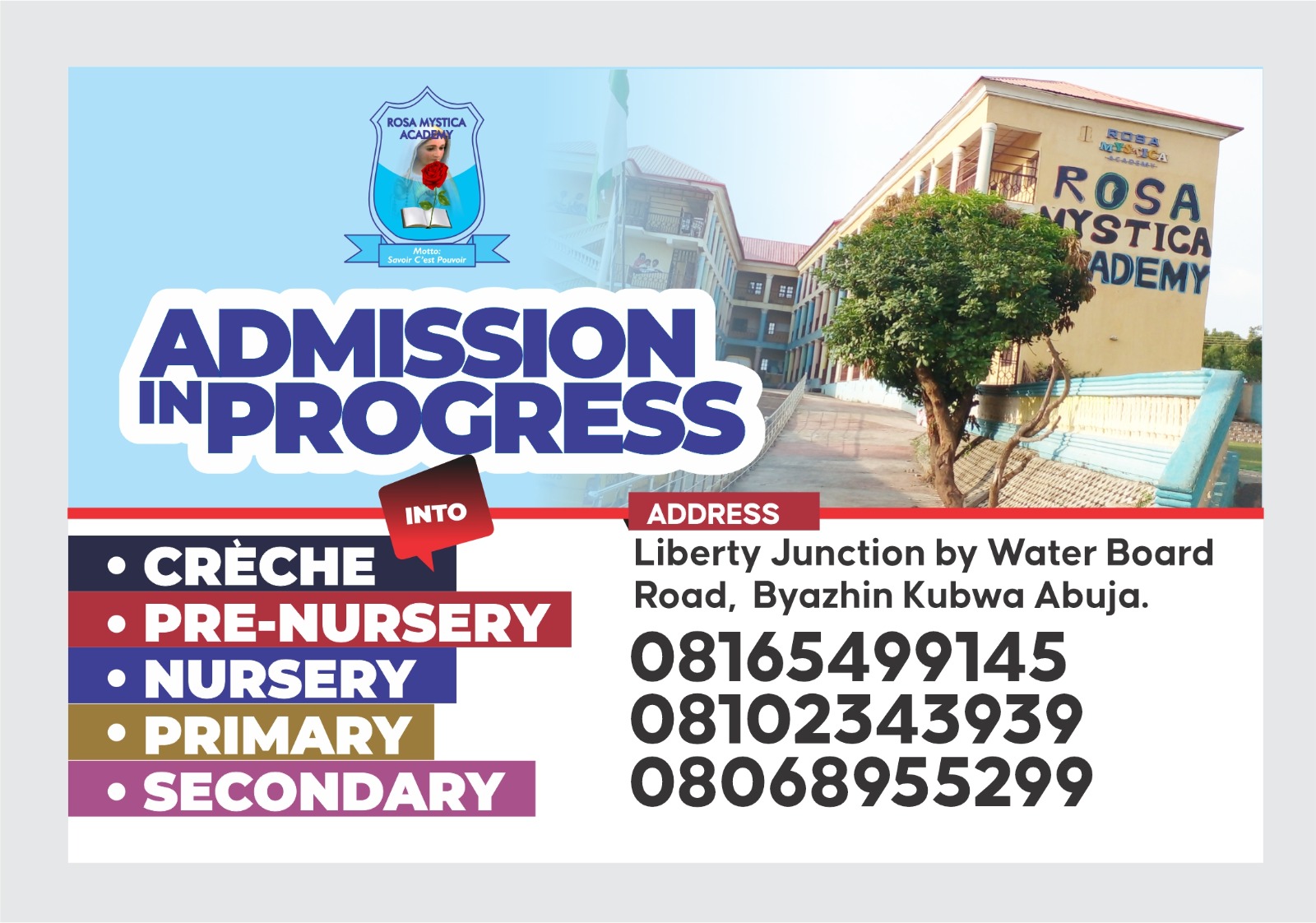 ADMISSION IS ONGOING INTO ALL CLASSES